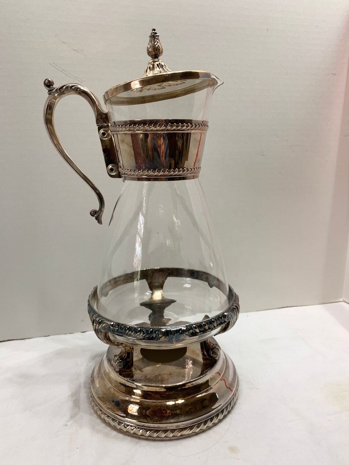 Antique Glass Coffee Warmer Silverplate Glass Sterno Heat Etsy