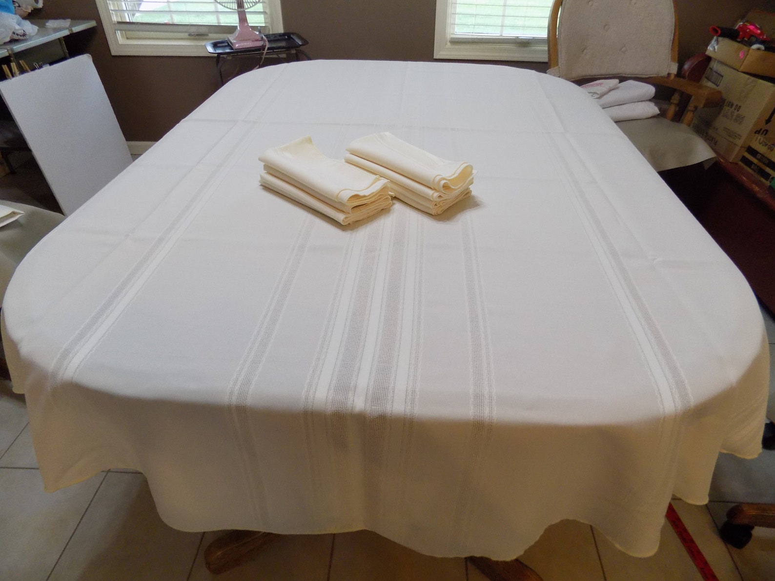 Oval 60 x 84 Silky Polyester Tablecloth & 8 Matching Etsy