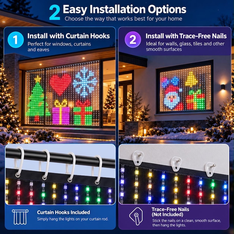 Smart Snowflake Led Smart Curtain Lights With App Control, Color Changing Fairy String ...