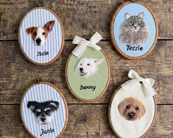 Cerchio personalizzato in feltro di lana per ritratto di animale domestico - Decorazione murale artigianale per cani e gatti