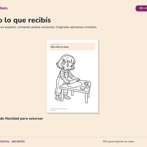 Disegni di Natale da colorare per bambini | 12 pagine da colorare con Mila e Theo | Biscotti, albero, neve e regali | PDF in formato A4 immagine 5