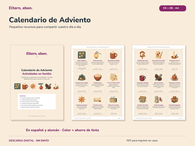 Printbare adventskalender voor het hele gezin | 24 activiteitenkaarten + 24 snelle ideeën | Tijd in plaats van spullen | Advent met kinderen | PDF-download afbeelding 4