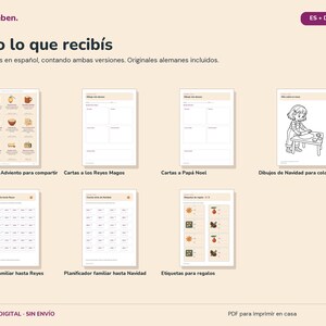 Pack de Navidad familiar | Adviento, cartas a los Reyes Magos, dibujos y regalos | PDF A4 español y alemán imagen 5