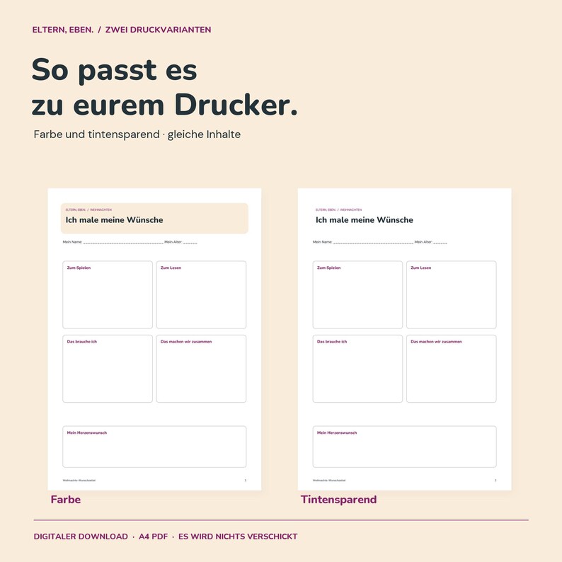 Wunschzettel Kinder zum Ausdrucken | Weihnachten | 3 Vorlagen zum Malen, Schreiben und Kleben | A4 PDF Bild 7