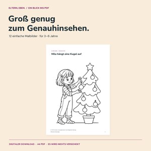 Disegni di Natale da colorare per bambini | 12 pagine da colorare con Mila e Theo | Biscotti, albero, neve e regali | PDF in formato A4 immagine 3