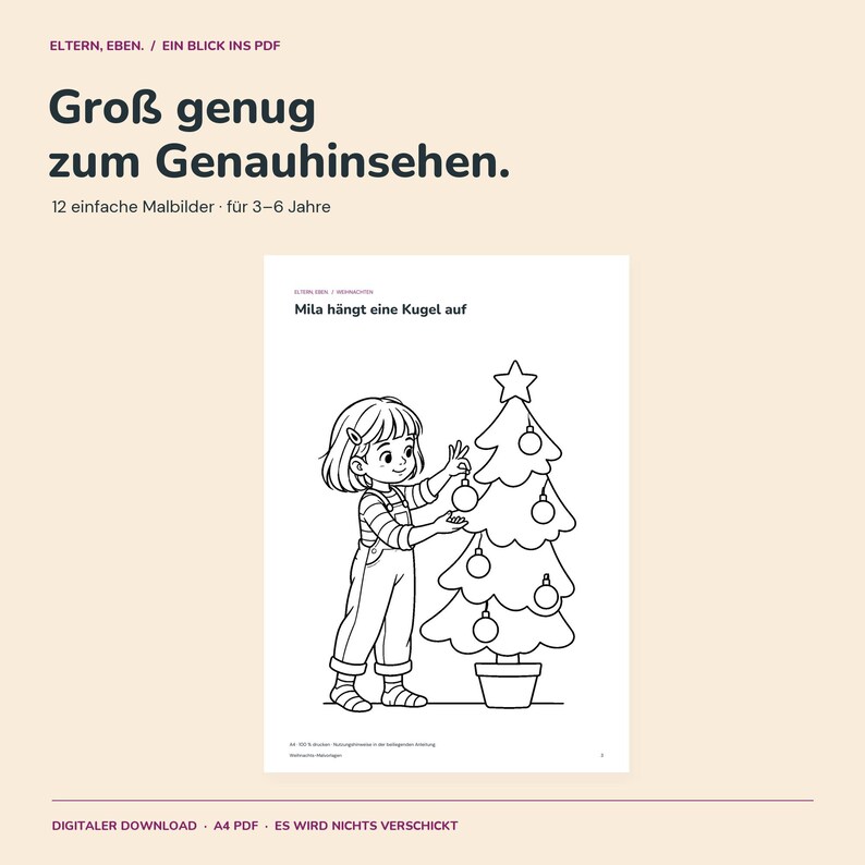 Disegni di Natale da colorare per bambini | 12 pagine da colorare con Mila e Theo | Biscotti, albero, neve e regali | PDF in formato A4 immagine 3