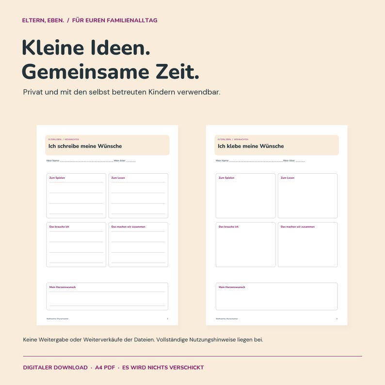 Wunschzettel Kinder zum Ausdrucken | Weihnachten | 3 Vorlagen zum Malen, Schreiben und Kleben | A4 PDF Bild 9