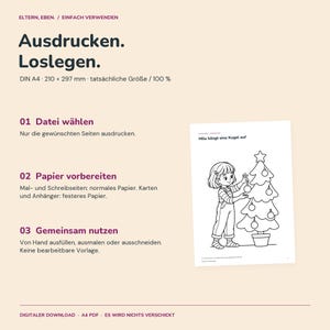 Disegni di Natale da colorare per bambini | 12 pagine da colorare con Mila e Theo | Biscotti, albero, neve e regali | PDF in formato A4 immagine 8
