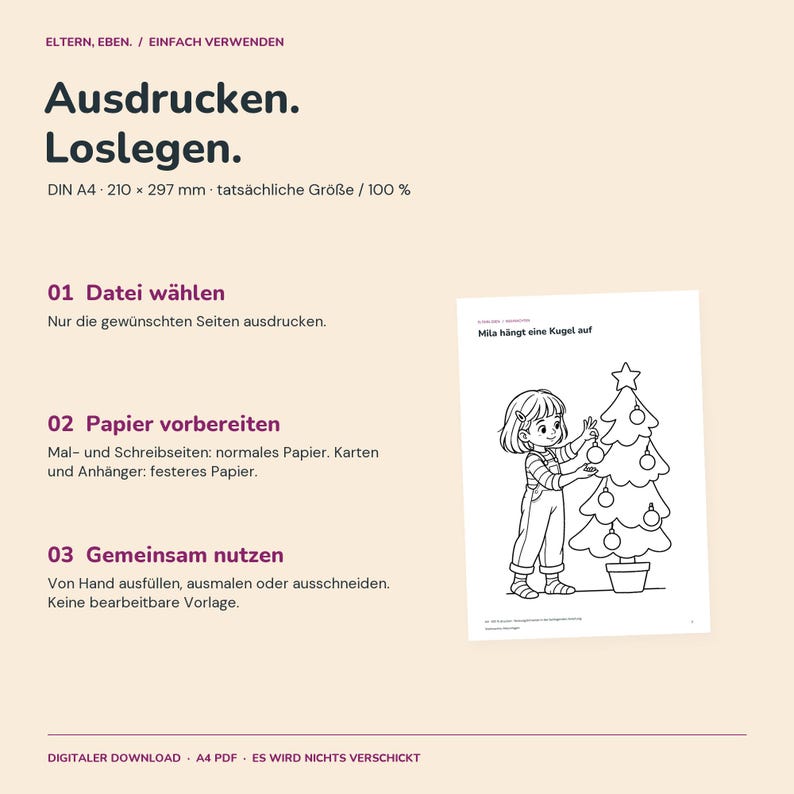 Disegni di Natale da colorare per bambini | 12 pagine da colorare con Mila e Theo | Biscotti, albero, neve e regali | PDF in formato A4 immagine 8
