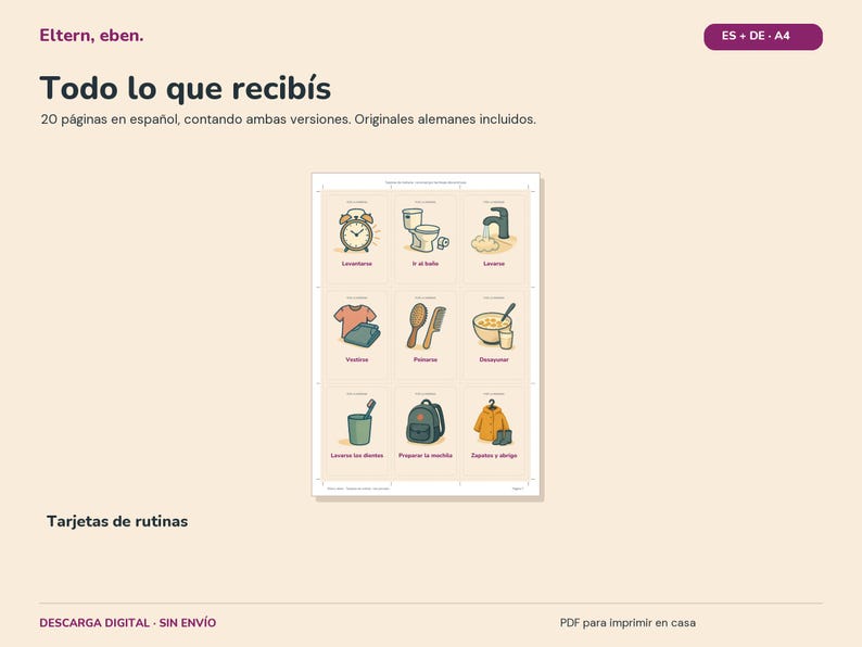 Schede di routine stampabili per bambini | Schede di routine giornaliera per mattina e sera | 20 schede illustrate + piano di routine | Download PDF Montessori immagine 5