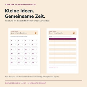 Weihnachtsplaner Familie zum Ausdrucken | Advent Countdown, Geschenkeliste, Plätzchenplan, Termine und Menü | A4 PDF Bild 9