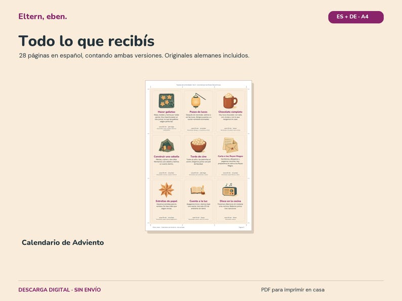 Printbare adventskalender voor het hele gezin | 24 activiteitenkaarten + 24 snelle ideeën | Tijd in plaats van spullen | Advent met kinderen | PDF-download afbeelding 5