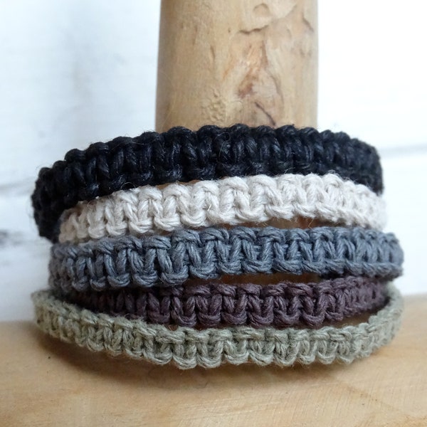 Classic Hemp Bracelet/Braided Hemp bracelet/Tie on Friendship Bracelet/Natural, Eco-Friendly Jewelry/Brown, Black, Natural, Green, or Gray