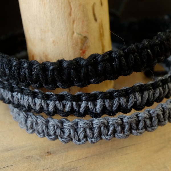 Black Hemp Bracelet-Bracelet For Men, Women-Boy Bracelet Black Gray-Tie on Friendship Bracelet-Beach Jewelry-Gift For Friend-Birthday