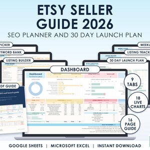 Etsy Seller Guide 2026 with SEO Listing Planner Spreadsheet and 30 Day Launch Plan