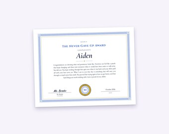 Class Awards Certificate for Each Student, Personalized Title and Paragraph, Printable PDF