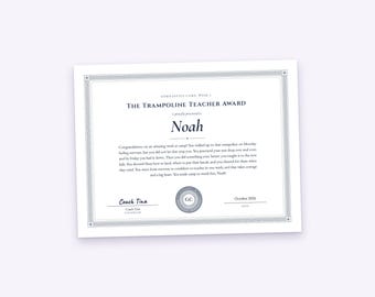 Gymnastics Camp Certificate and Letter Set for Each Camper, Any Occasion, Printable PDF