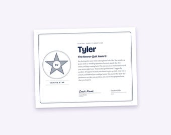 Wrestling Certificate and Letter Set for Each Wrestler, Any Occasion, Printable PDF