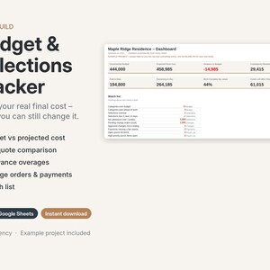 Home Build Budget Spreadsheet, House Building Planner, New Construction Tracker, Selections and Allowances, Excel & Google Sheets