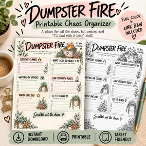 Dumpster Fire Printable Planner – Funny Chaos Organizer & To Do List