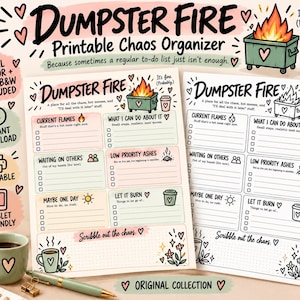Dumpster Fire Printable Planner – Funny Chaos Organizer & To Do List