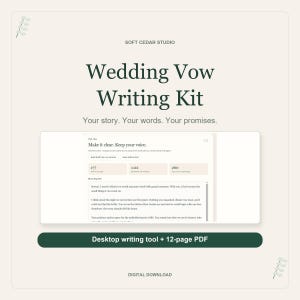 Interactive Wedding Vow Writing Kit | Guided Studio + Workbook (Digital Download)