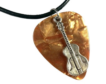 Guitar Pick Necklace Guitar on Gold