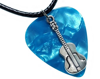 Guitar Pick Necklace | Guitar on Turquoise | Gift for Music Lover