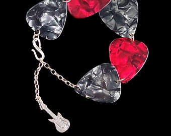 Sterling Silver Electric Guitar Pick Bracelet | Hand Crafted | Concert Jewelry