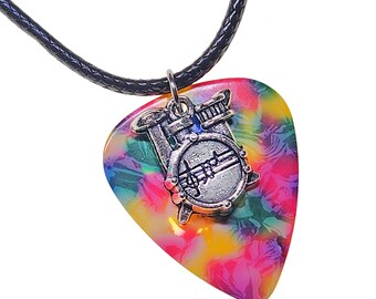 Guitar Pick Necklace Drums on Tie Dye