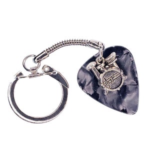 Guitar Pick Keyring | Drums on Gray | Gift for Music Lover