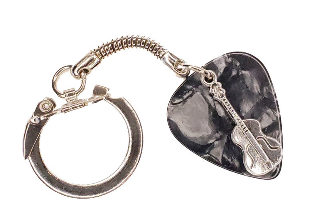 Guitar Pick Keyring Guitar en gris Etsy España