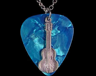 Sterling Silver Guitar Pick Necklace 18" Hand Crafted