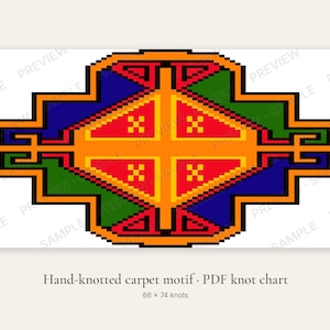 Salor Chuval Gol Teppichmuster (PDF), Turkmenische Teppichknotentabelle, Gobelinwebmuster, Kreuzstich-Stickvorlage, PSD-Download