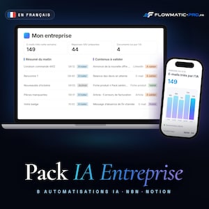 8 AI automations with n8n for any business, in French: e-mail triage, customer service, meeting notes, supplier invoices, PDF guide