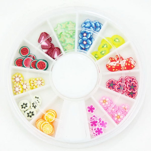 J-033 / 120 pcs 12 different designs , Fimo Nail Art Wheel , Polymer Clay Cane for Craft , Kawaii