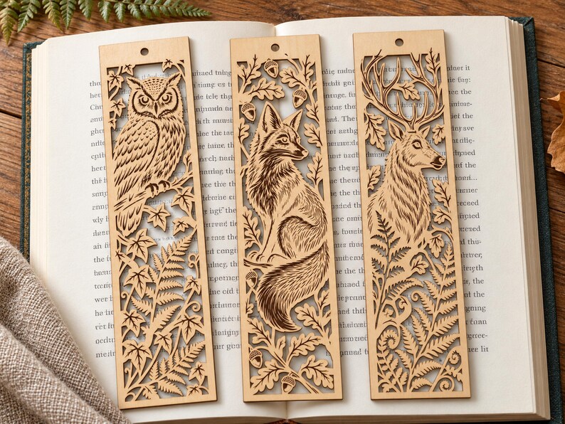Woodland Bookmark SVG Bundle of 5, Animal Laser Cut Files DXF, Owl Fox ...