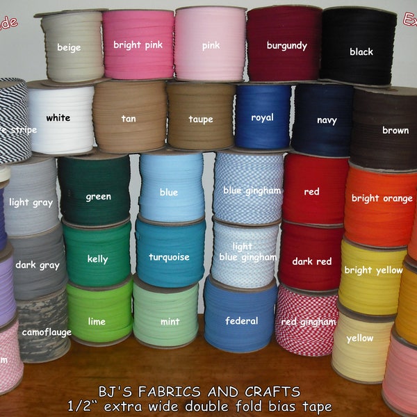 10 Yards EXTRA WIDE Double Fold Bias Tape  ~~YOU Choose From 36 Colors