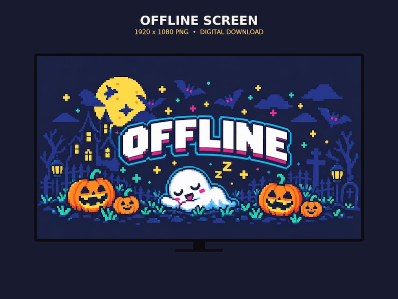 Spooky Pixel Stream Overlay Pack, Halloween Pixel Art Stream Screens ...