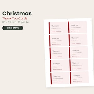 Biglietti di ringraziamento natalizi, inserti per ordini festivi (85 x 55 mm, modello Canva modificabile)