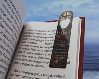 Marcapáginas de La Plaga de Lázaro / Arte de novela de terror, diseño de cruz apocalíptica