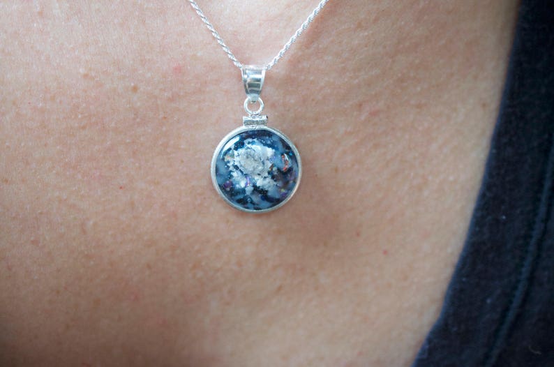 14K Gold Memorial Jewelry Blue Glass Cremation Memorial Etsy