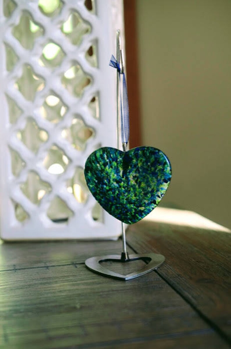Heart Shaped Glass Cremation Ornament Pet Ashes Suncatcher Etsy