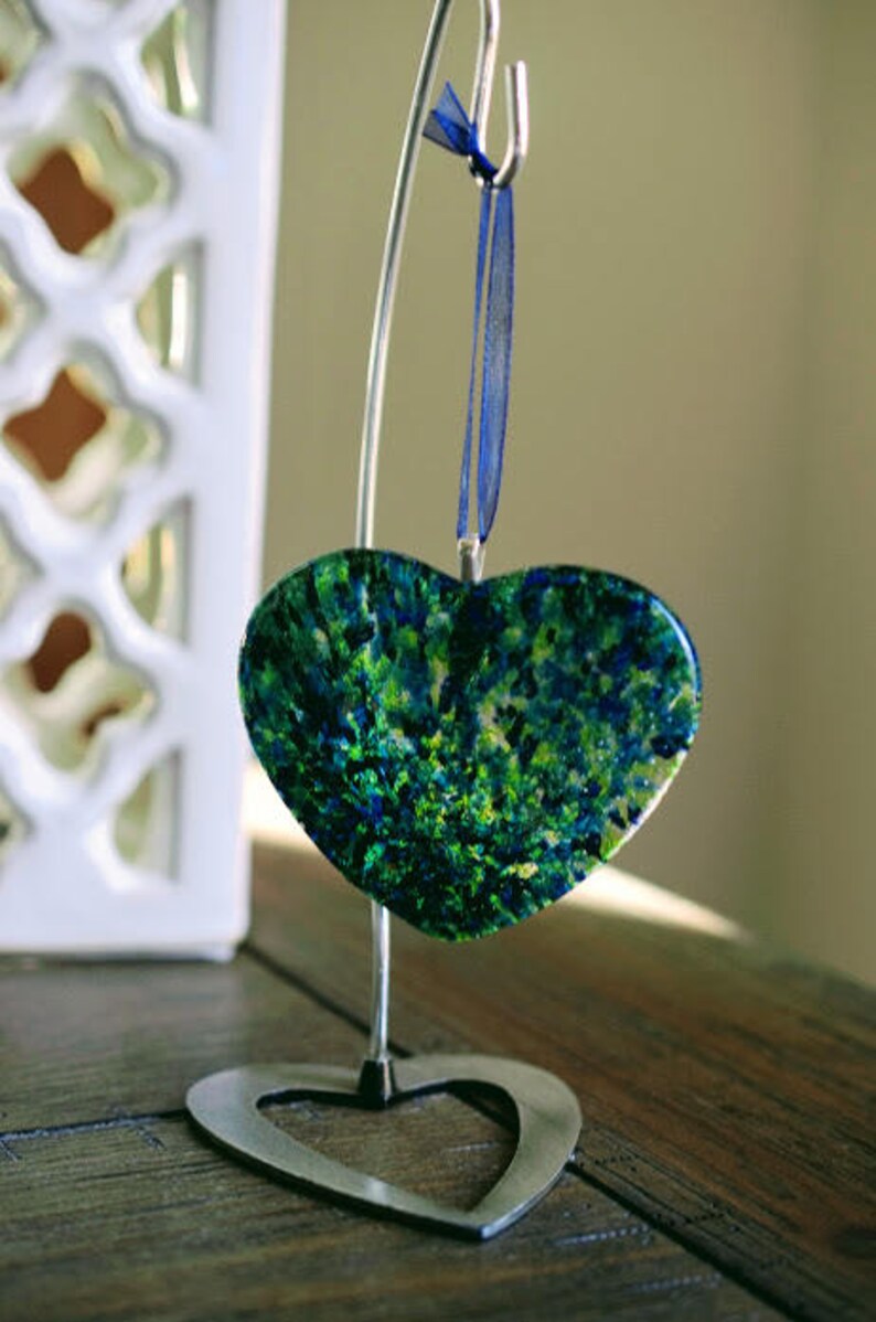 Heart Shaped Glass Cremation Ornament Pet Ashes Suncatcher Etsy