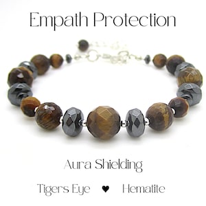Tigers Eye & Hematite Gemstone Bracelet: Empath Protection Jewellery