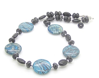 Large Blue Gemstone Necklace, Real Stone Statement Necklace, Lava Rock Jewellery, Big Bold Stone Necklace, Big Bead Jewellery, Semi Precious