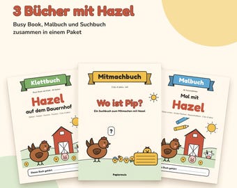 Sparpaket 3 Bücher Kleinkind zum Ausdrucken: Busy Book mit Klett, Malbuch und Suchbuch, 105 Seiten Bauernhof, 2 bis 4 Jahre, PDF A4