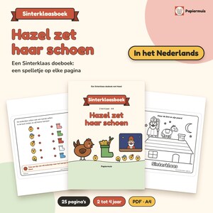 Sinterklaas doeboek peuter | Hazel zet haar schoen | Zoeken, tellen, tekenen, kleurplaten | Printbare PDF A4 | Sint cadeau | 2 tot 4 jaar image 1