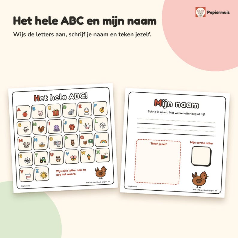 Libro ABC para niños pequeños, aprendizaje de letras, práctica del alfabeto, escritura de letras para preescolares, cuaderno de ejercicios, holandés, de 2 a 4 años, ABC de Hazel, PDF A4 imagen 6