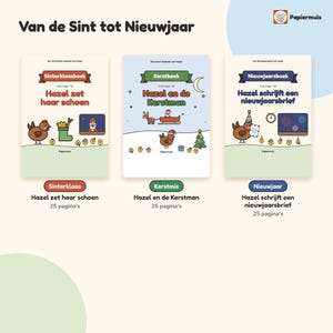 Feestdagen bundel peuter printable, 3 doeboeken Sinterklaas, Kerstmis en Nieuwjaar, kleurplaten, Nederlands, 2 tot 4 jaar, PDF A4 image 3